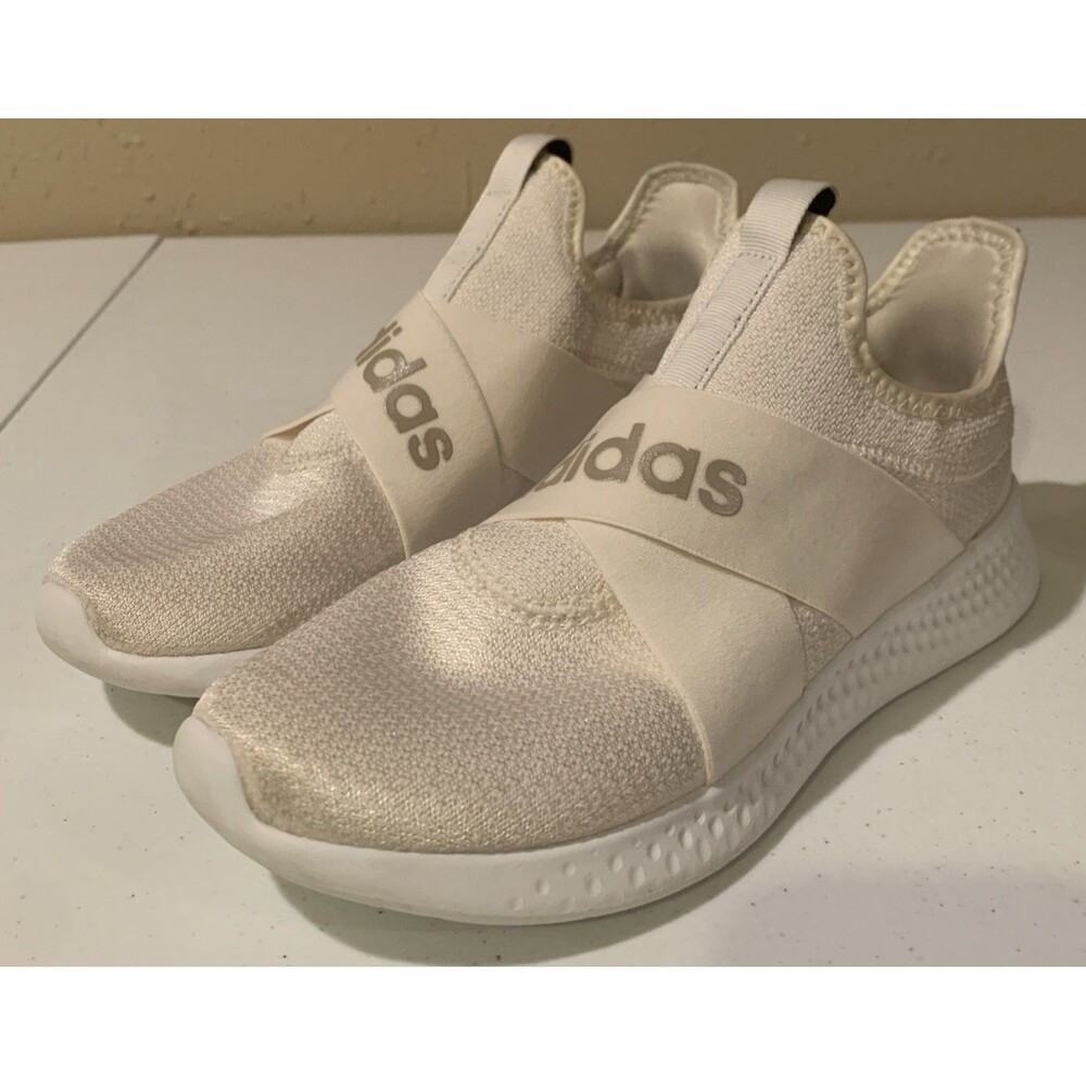 Adidas Puremotion Adapt Cloudfoam Super Shoes Sneakers Womens 9.5 Cream Slip Ons